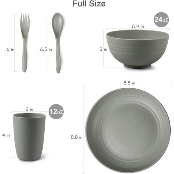 Wheat Straw Dinnerware Sets, 20 PCS Microwave Unbreakable Plates and Bowls Sets - Picture 2 of 6